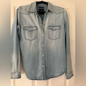 American Eagle Outfitters Light Blue Denim Shirt
